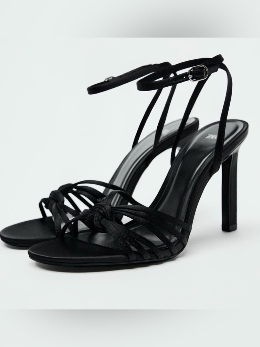 Zara Black Strappy Heeled Sandals